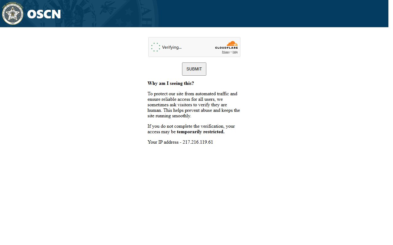 Texas County court dockets party and case search on the OSCN search form