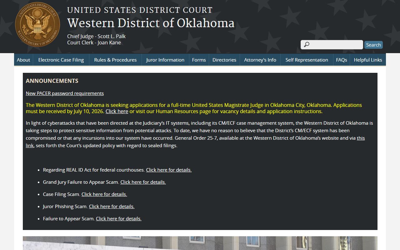 Texas County District Court and Western District of Oklahoma federal court records