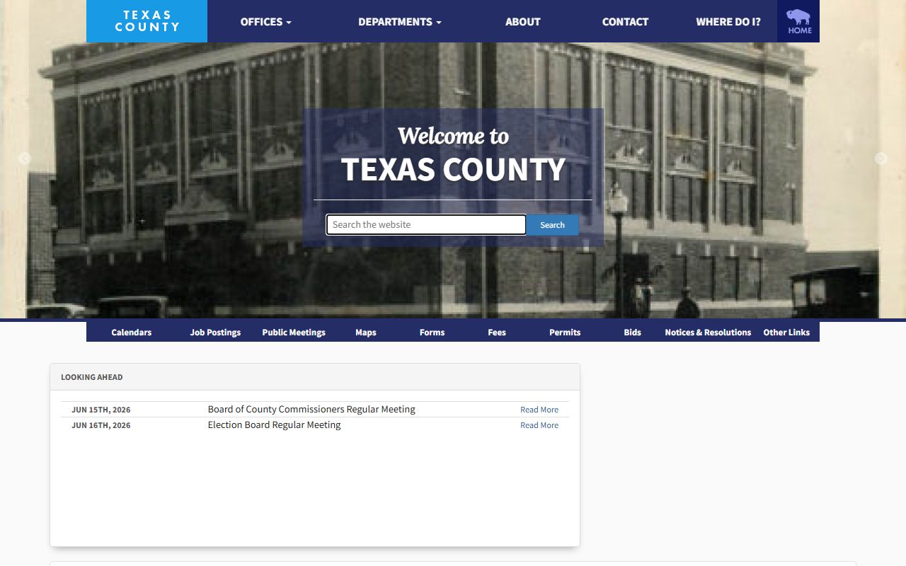 Texas County court records official county website home page
