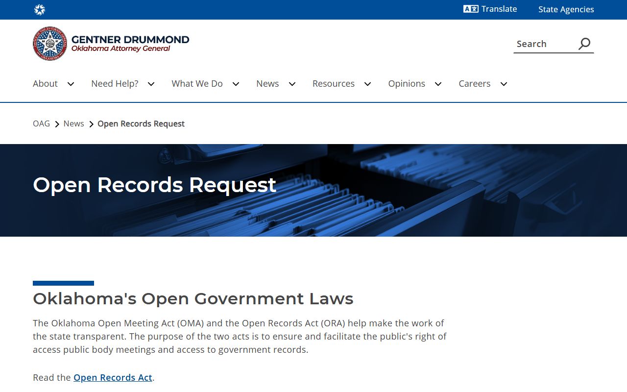 Texas County court records Oklahoma open records request guidance