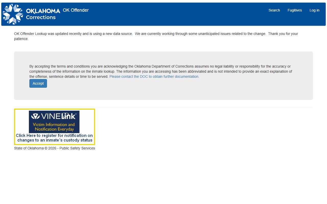 Texas County state prison inmate search through the Oklahoma DOC offender lookup