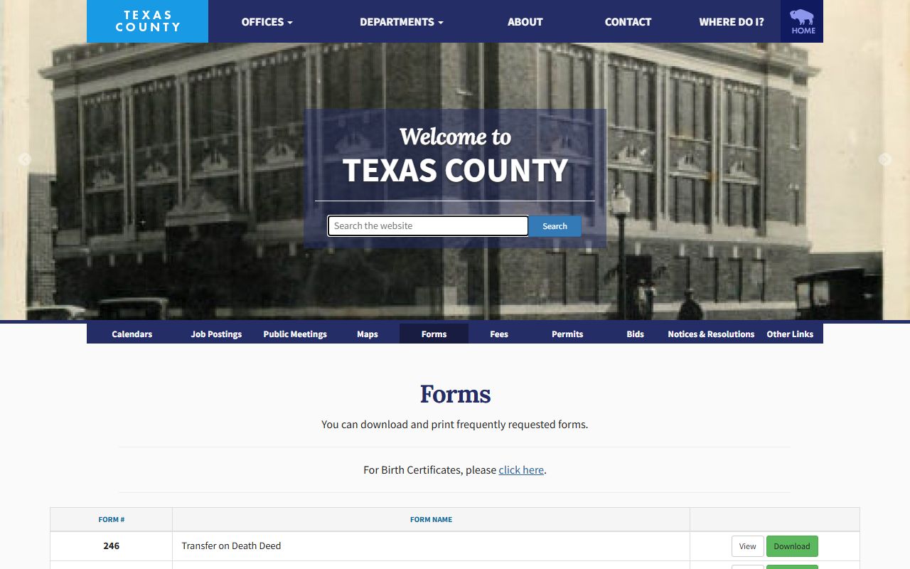 Texas County marriage and divorce records forms reference